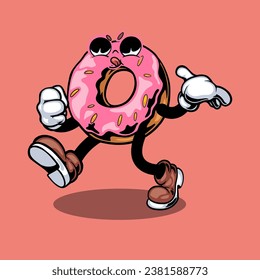 Junkfood retro cartoon style illustration, vintage character vector art collection