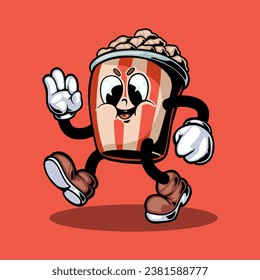 Junkfood retro cartoon style illustration, vintage character vector art collection