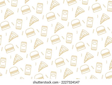 junkfood Seamless pattern, vector graphic illustration of a fast food pattern background
