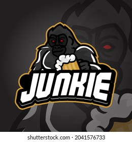 Junkie Esport logo. Suitable for team logo or esport logo and mascot logo, or tshirt design.