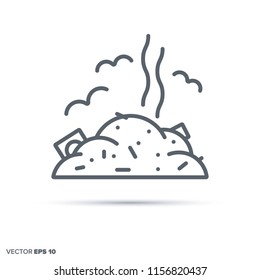 Icono de línea vectorial de Junkyard. Símbolo de contaminación y daño ambiental.