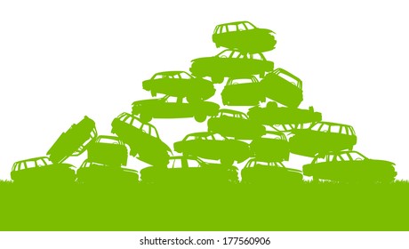 Junkyard, waste, dump green ecology background concept waste management and sorting