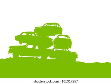 Junkyard, waste, dump green ecology background concept waste management and sorting
