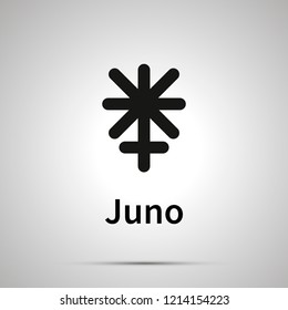 Juno astronomical sign, simple black icon with shadow on gray