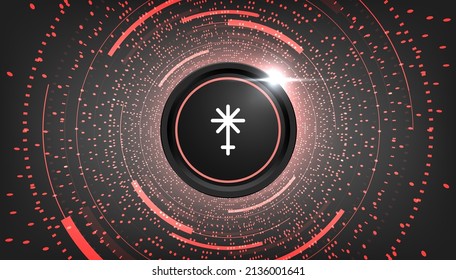 Juno crypto currency themed banner. Juno icon on modern black color background.