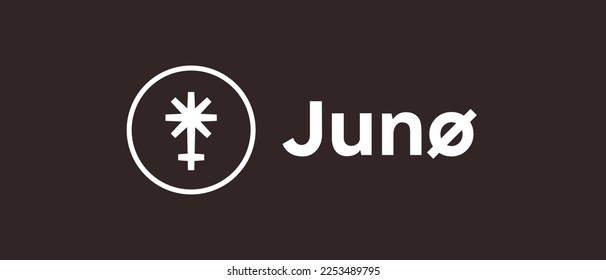 Juno cryptocurrency JUNO Coin, Cryptocurrency logo on isolated background with text.