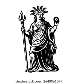 Juno goddess illustration in vintage style