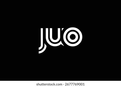 JUO Diseño de logotipo de carta moderno único creativo. Diseño elegante del logotipo del monograma con los Elementos decorativos y la tipografía