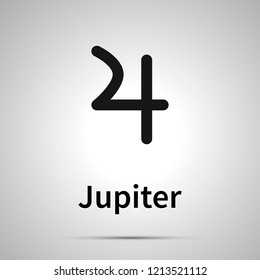 Jupiter astronomical sign, simple black icon with shadow