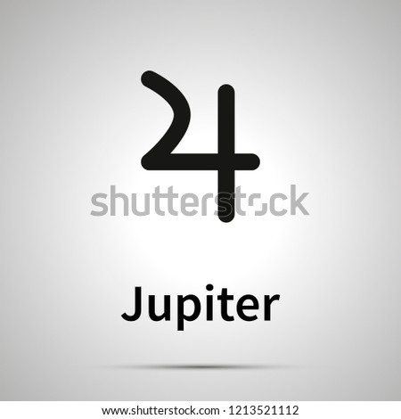 Jupiter astronomical sign, simple black icon with shadow