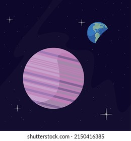 jupiter and earth planets scene