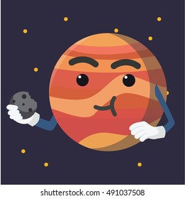 jupiter eating asteroid colorful