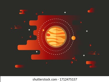 Jupiter is the fifth planet in our solar system. is the biggest planet. and blanketed by a collection of gases on the planet, vector illustration, with black background,using for banner and wallpaper.
