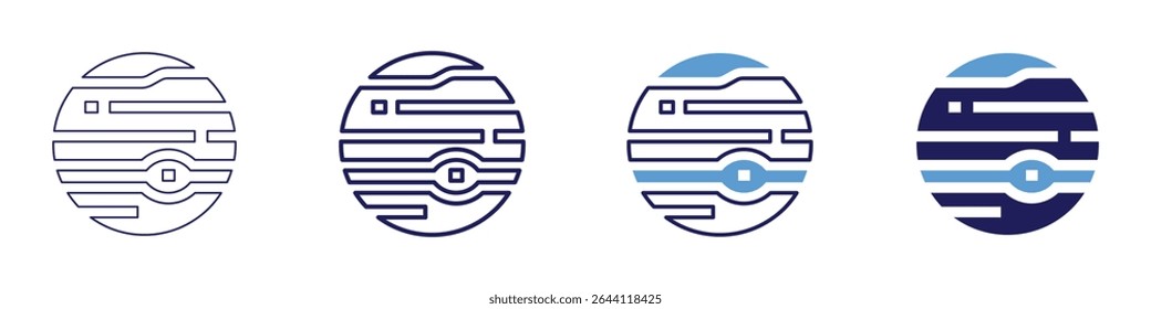 Jupiter Icon in 4 verschiedenen Stilen. Dünne Linie, Linie, Fette Linie, Duotone. Duotone-Stil. Bearbeitbarer Strich.