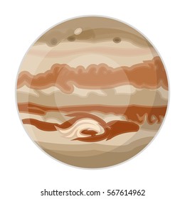 Jupiter icon in cartoon style isolated on white background. Planets symbol stock vector illustration.
