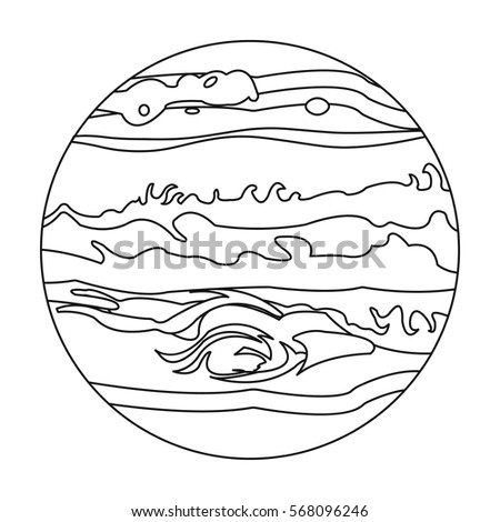 Jupiter icon in outline style isolated on white background. Planets symbol stock vector illustration.