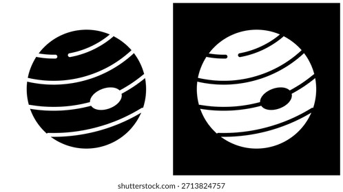 Conjunto De Iconos De Júpiter En Fondo Blanco Y Negro