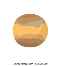 Jupiter isolated cartoon style. Brown Planet of solar system on white background