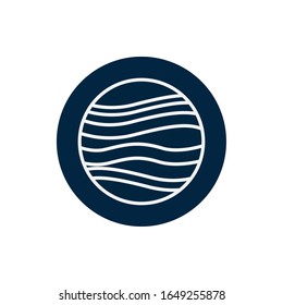 Icono de estilo de bloque de línea Júpiter de Cosmos Espaciales futuristas fuera del universo aventura astronómica y tema de exploración Vector ilustración