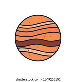 Jupiter line fill style icon of Space futuristic cosmos outside universe astronomy adventure and exploration theme Vector illustration