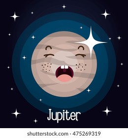 jupiter planet character space background vector illustration design