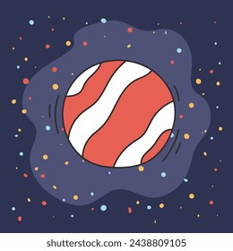 Jupiter planet in cosmos space concept. Vector flat graphic design illustration
