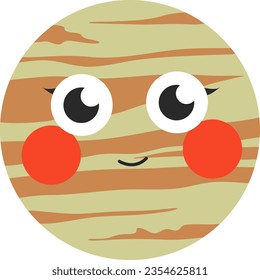 Jupiter Planet Face Cartoon Expression Astrology Vector Illustration