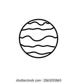 Jupiter planet flat icon. Pictogram for web. Line stroke. Isolated on white background. Vector eps10