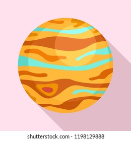 Jupiter planet icon. Flat illustration of jupiter planet vector icon for web design