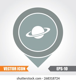 Jupiter Planet Icon On Map Pointer. Eps.-10.