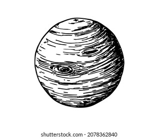 Jupiter planet icon. Sketch illustration of Jupiter planet vector icon. Logo with Jupiter Planet. Vector hand drawn Illustration isolated on white background.