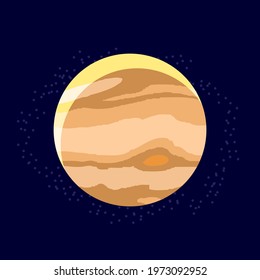 Jupiter. Planet icon and stars. Vector