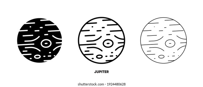 Jupiter planet icon vector. Simple planet Jupiter sign in modern design style and logo art for website and mobile app. Editable drawing and silhouette in one.
