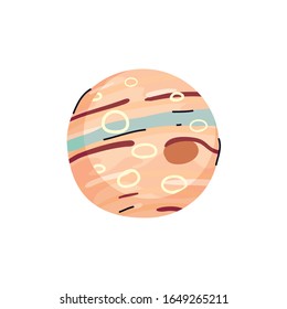 Jupiter planet line and fill style icon of Space futuristic cosmos outside universe galaxy astronomy adventure and exploration theme Vector illustration