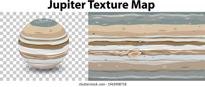 Jupiter Planet On Transparent With Jupiter Texture Map Illustration