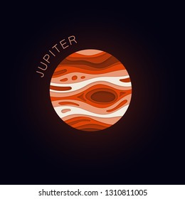 Jupiter. Planet in paper cut style. Vector