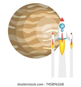 jupiter planet with rocket