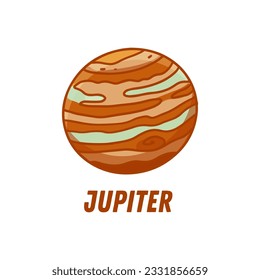 Planeta Júpiter de sistema solar aislado en blanco. Vector