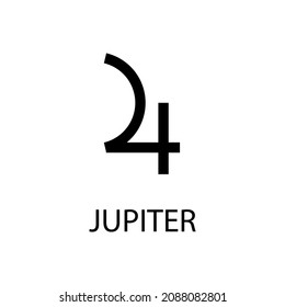 Jupiter. Planet symbol. Vector black sign on white. Astrological calendar. Jyotisha. Hinduism, Indian or Vedic astrology horoscope