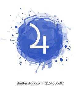 Símbolo del planeta Júpiter. Signo blanco vectorial en la mancha de acuarela. Calendario astrológico. Horóscopo Zodiacal. Ilustración de esquema. Jyotisha. Hinduismo, astrología india o védica