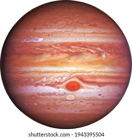 Jupiter planet vector illustration on white background. Realistic planet.