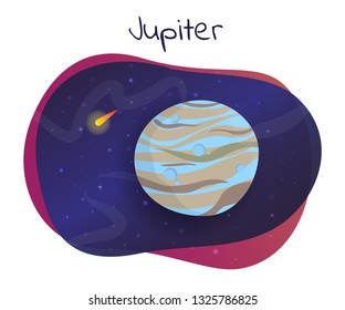 Jupiter planet vector illustration with starry space in the background