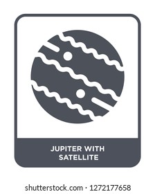 jupiter with satellite icon vector on white background, jupiter with satellite trendy filled icons from Astronomy collection, jupiter with satellite simple element illustration