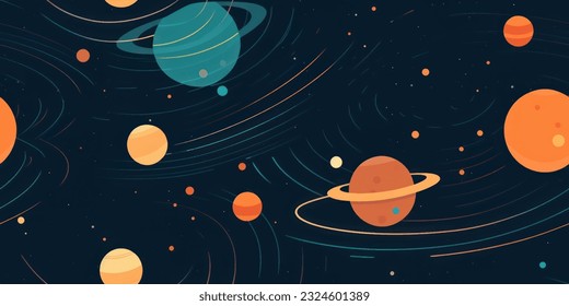 Jupiter And Saturn seamleess Pattern  background.