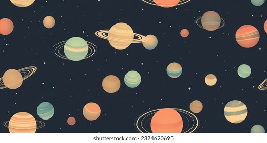 Jupiter And Saturn seamleess Pattern  background.