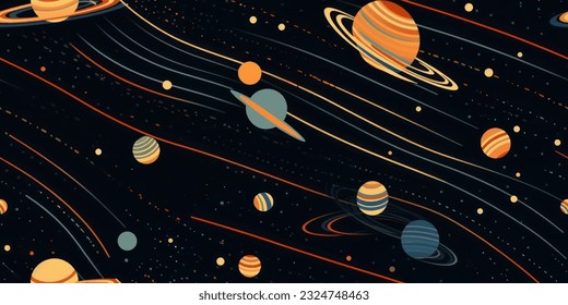 Jupiter And Saturn seamleess Pattern  background.