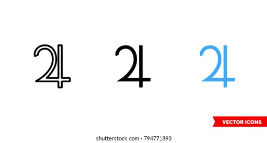 Jupiter symbol icon of 3 types: color, black and white, outline. Isolated vector sign symbol.