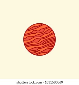 Jupiter vector illustration graphic in outline style isolated on pink background. Planets symbol stock icon