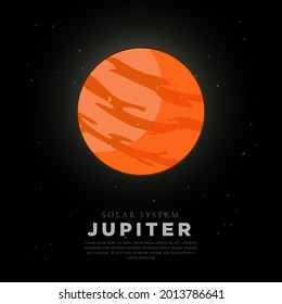 Jupiter's largest planet vector image template in outer space with black sky background, space with stars