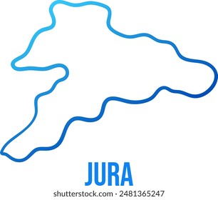 Jura Canton, Switzerland simplified map with blue gradient and title